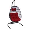 Sunnydaze Julia Hanging Egg Chair with Cushion and Stand - Red Sunnydaze Julia Hanging Egg Chair with Cushion and Stand - Red