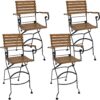 Sunnydaze Deluxe European Chestnut Wood Folding Bistro Bar Chair with Arms - Set of 4 Sunnydaze Deluxe European Chestnut Wood Folding Bistro Bar Chair with Arms - Set of 4