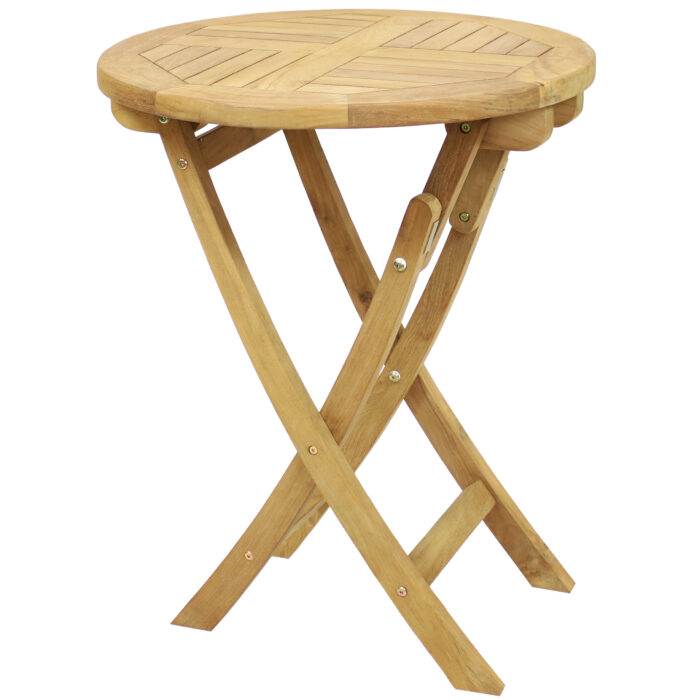 Sunnydaze Folding Round Teak Outdoor Patio Table - 23-Inch
