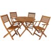 Sunnydaze Meranti Wood 5-Piece Outdoor Folding Patio Dining Set Sunnydaze Meranti Wood 5-Piece Outdoor Folding Patio Dining Set