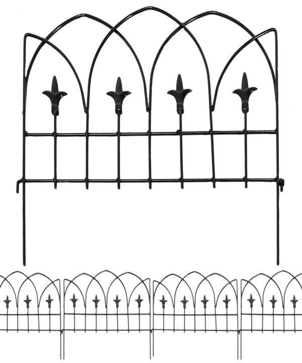 Sunnydaze Set of 5 Bayonne Steel Decorative Finial Border Fence - 19-Inch