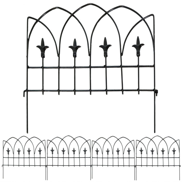 Sunnydaze Set of 5 Bayonne Steel Decorative Finial Border Fence - 19-Inch