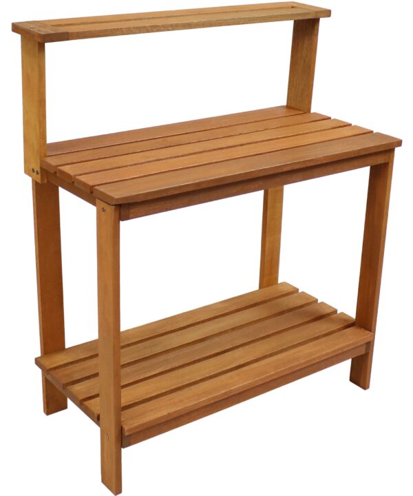 Sunnydaze Meranti Wood Outdoor Potting Bench with Teak Oil Finish - 42-Inch