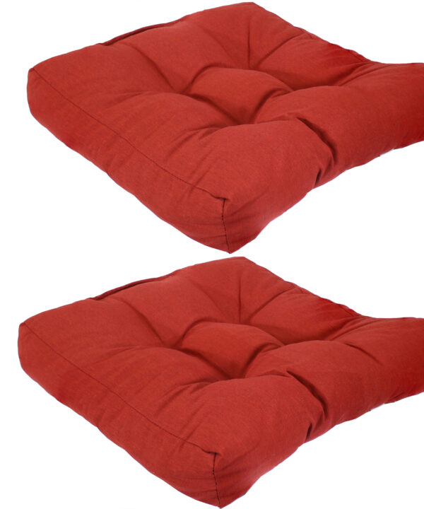 Sunnydaze Set of 2 Tufted Indoor/Outdoor Seat Cushions - Brick Red