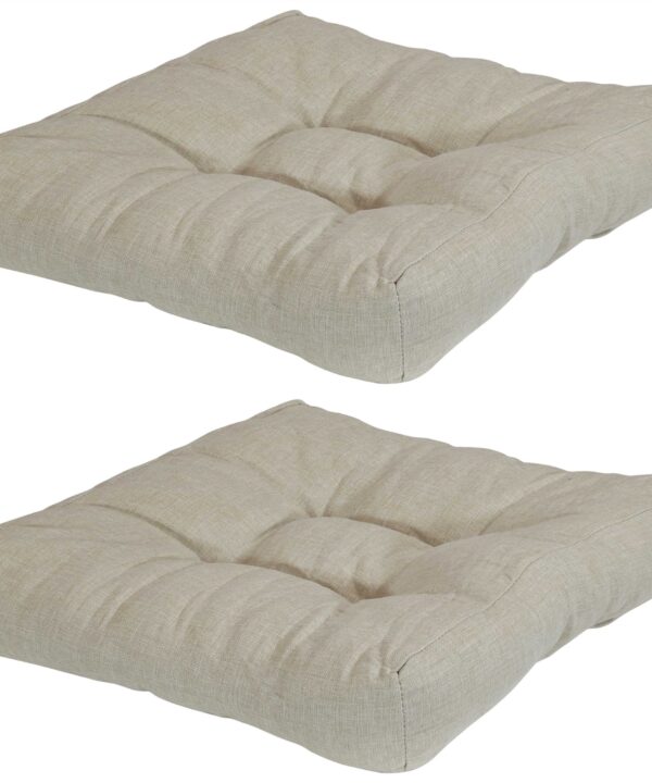 Sunnydaze Set of 2 Tufted Indoor/Outdoor Seat Cushions - Beige