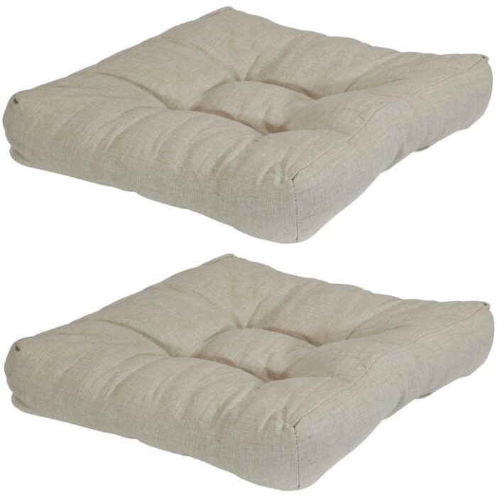 Sunnydaze Set of 2 Tufted Indoor/Outdoor Seat Cushions - Beige