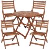Sunnydaze 5-Piece Meranti Wood Octagon Dining Table with Folding Chairs Sunnydaze 5-Piece Meranti Wood Octagon Dining Table with Folding Chairs