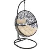 Sunnydaze Jackson Hanging Egg Chair with Cream Cushions and Stand Set Sunnydaze Jackson Hanging Egg Chair with Cream Cushions and Stand Set