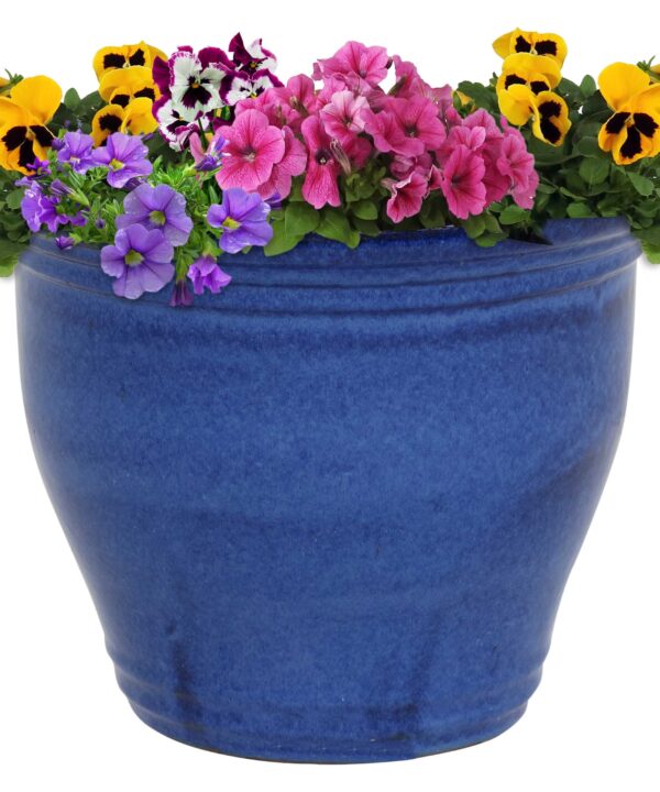 Sunnydaze Studio Ceramic Indoor/Outdoor Planter - Imperial Blue - 15-Inch