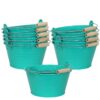 Sunnydaze Galvanized Steel Bucket Planter with Handle - Teal - Set of 10 Sunnydaze Galvanized Steel Bucket Planter with Handle - Teal - Set of 10