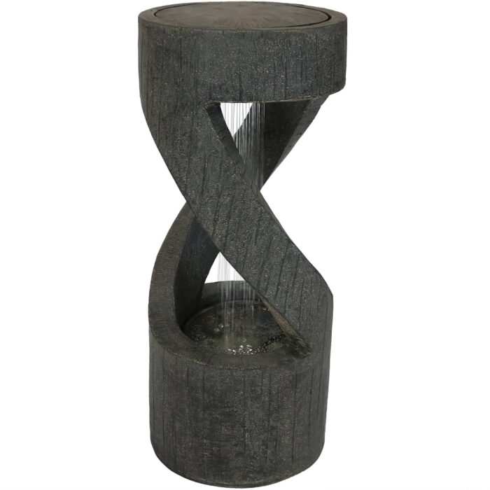Sunnydaze Contemporary Double Helix Water Fountain with LED Light - 31-Inch