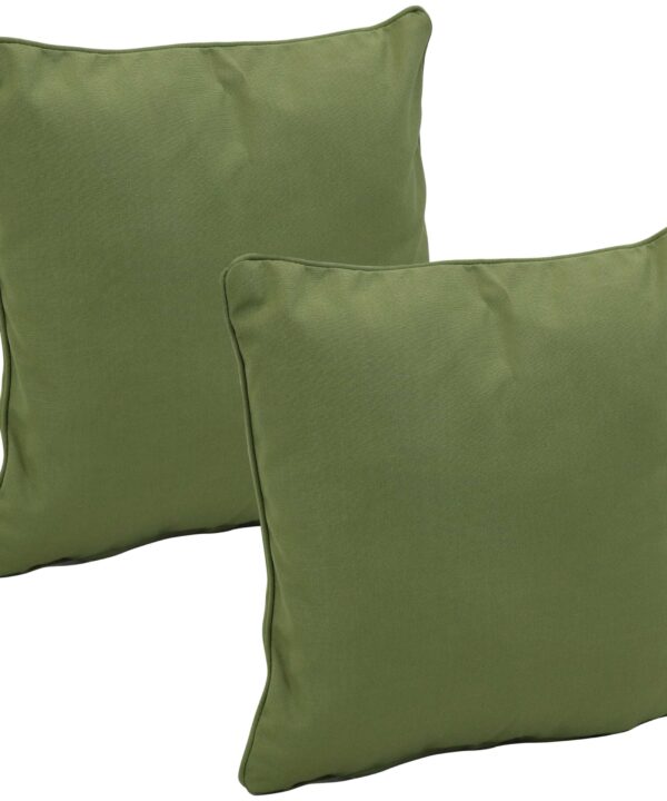 Sunnydaze Set of 2 Indoor/Outdoor Patio Throw Pillows - 16-Inch Square - Dark Green