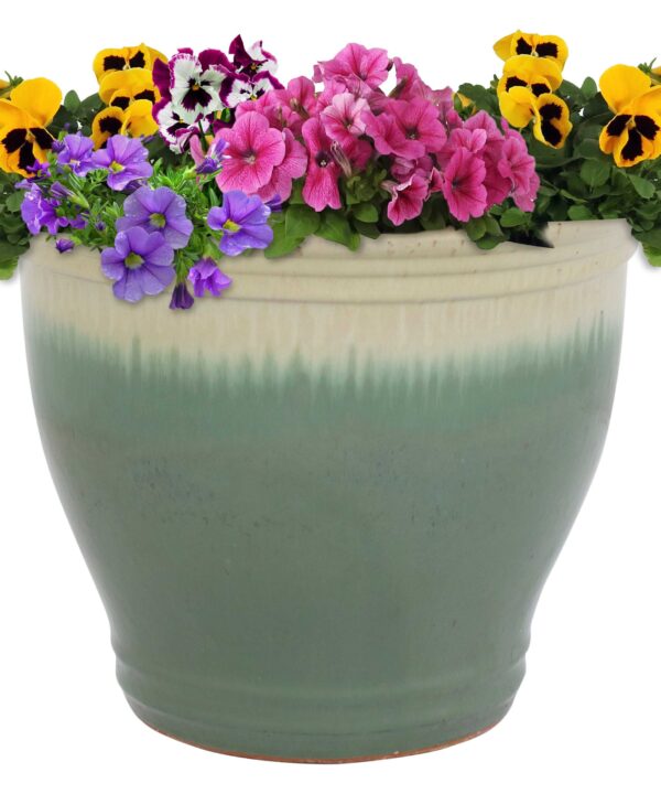Sunnydaze Studio Ceramic Indoor/Outdoor Planter - Seafoam - 15-Inch