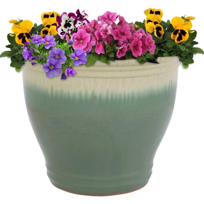 Sunnydaze Studio Ceramic Indoor/Outdoor Planter - Seafoam - 15-Inch