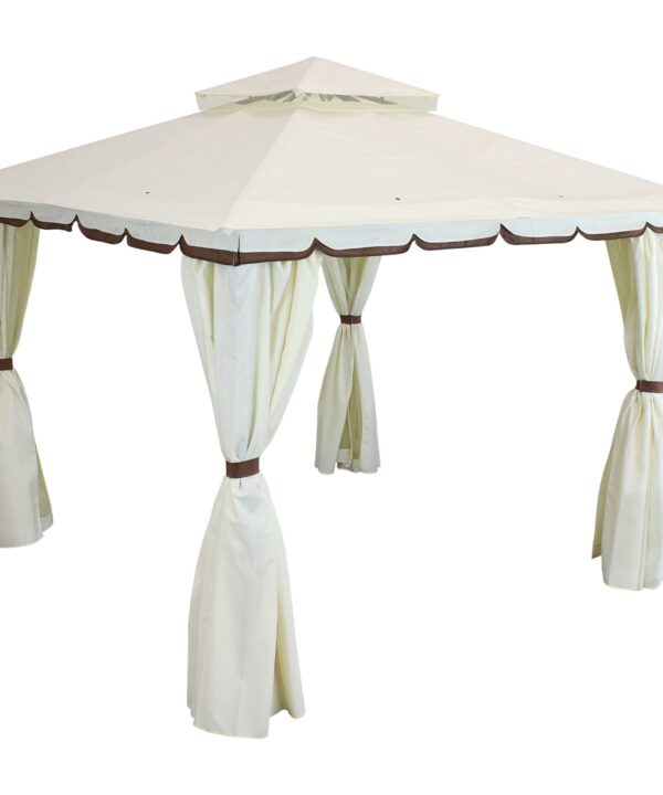 Sunnydaze Soft Top Patio Gazebo - 10x10 Foot with Mesh Screen and Privacy Wall - Cream