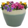 Sunnydaze Chalet Ceramic Indoor/Outdoor Planter - Seafoam - 15-Inch Sunnydaze Chalet Ceramic Indoor/Outdoor Planter - Seafoam - 15-Inch