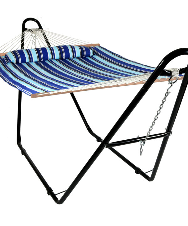Sunnydaze Quilted 2 Person Hammock with Universal Stand - Catalina Beach
