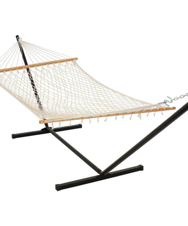 Sunnydaze Cotton Rope Hammock and 12-Foot Stand