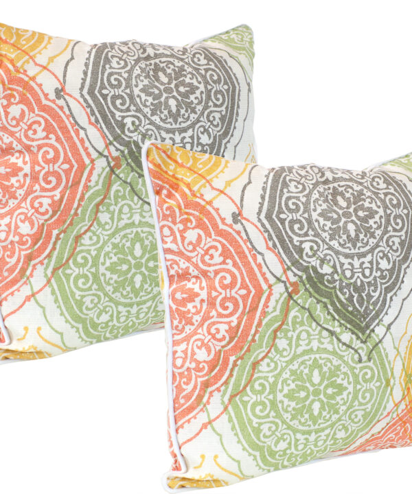Sunnydaze Set of 2 Outdoor Throw Pillows - 16-Inch - Muted Damask Mandalas