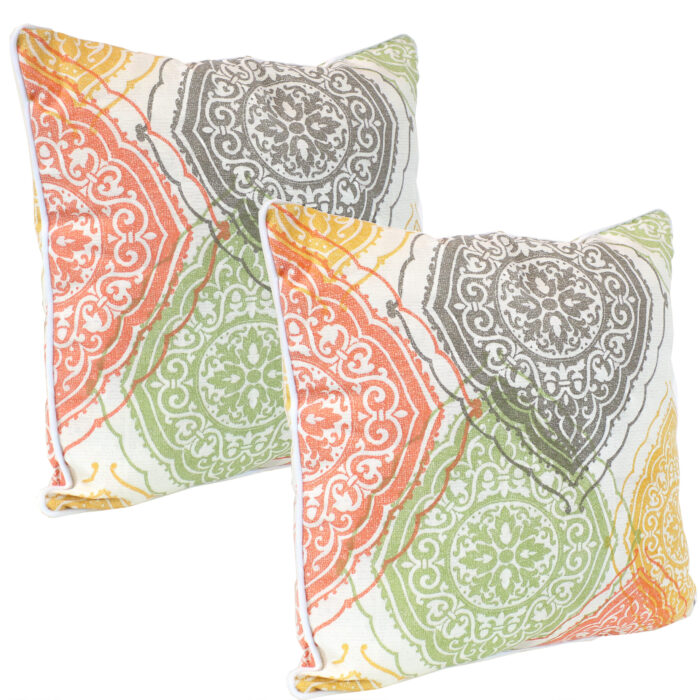 Sunnydaze Set of 2 Outdoor Throw Pillows - 16-Inch - Muted Damask Mandalas
