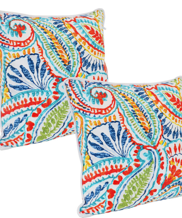 Sunnydaze Set of 2 Indoor/Outdoor Throw Pillows - 16-Inch - Bold Paisley