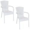 Sunnydaze Segesta Plastic Patio Armchair - Set of 2 - White Sunnydaze Segesta Plastic Patio Armchair - Set of 2 - White