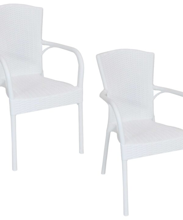 Sunnydaze Segesta Plastic Patio Armchair - Set of 2 - White