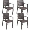 Sunnydaze Illias Plastic Outdoor Patio Arm Chair - Set of 4 - Brown Sunnydaze Illias Plastic Outdoor Patio Arm Chair - Set of 4 - Brown