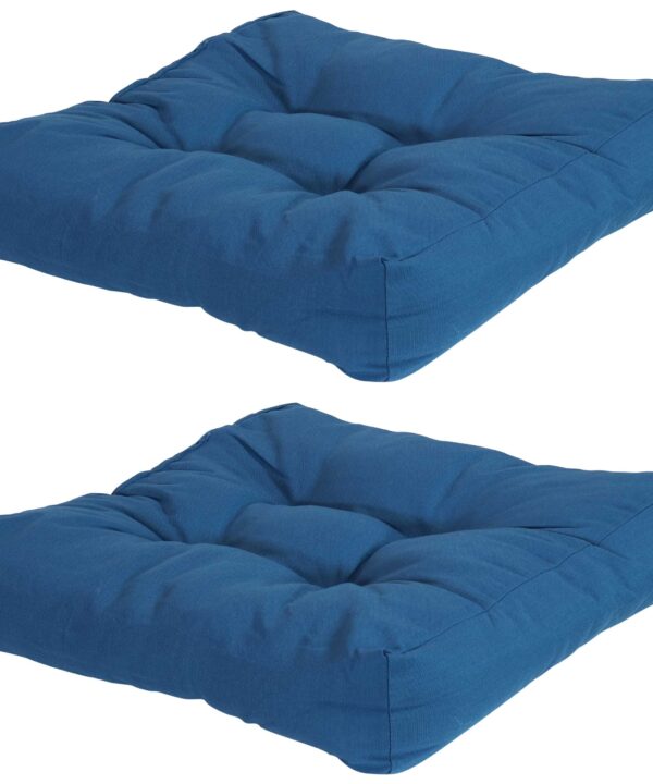Sunnydaze Set of 2 Tufted Outdoor Seat Cushions - Blue