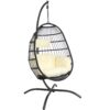Sunnydaze Penelope Hanging Egg Chair with Seat Cushions and Stand - Cream Sunnydaze Penelope Hanging Egg Chair with Seat Cushions and Stand - Cream