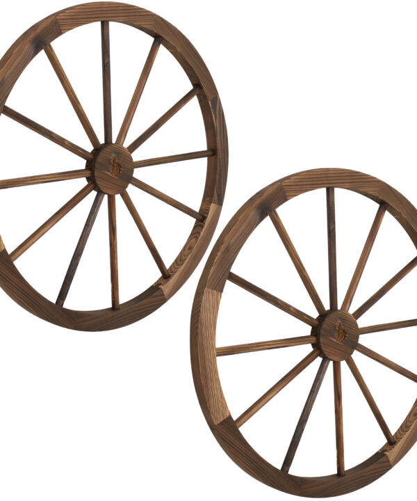 Sunnydaze Set of 2 Indoor/Outdoor Wooden Wagon Wheels - 29-Inch - Natural