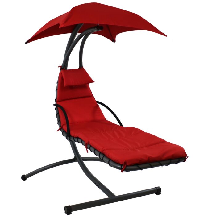 Sunnydaze Floating Chaise Lounge Chair, 260 Pound Capacity, Red