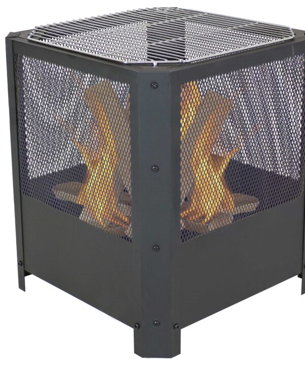 Sunnydaze Grelha Square Fire Pit with Grilling Grate - 16-Inch
