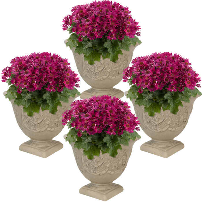 Sunnydaze Darcy Outdoor Flower Pot Planter - Beige - 16-Inch - 4-Pack