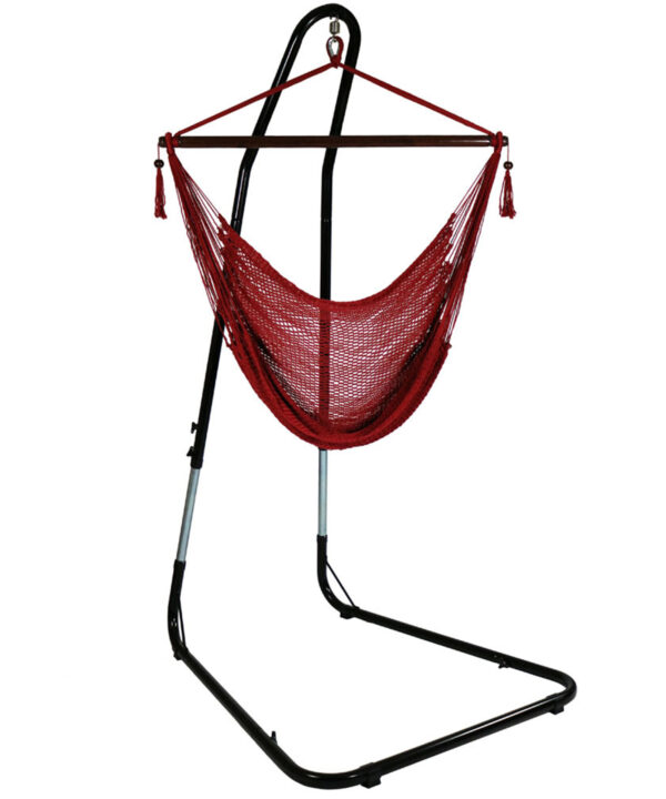 Sunnydaze Caribbean Extra Large Hammock Chair with Adjustable Stand, Soft-Spun Polyester, 40 Inch Wide Seat, Red