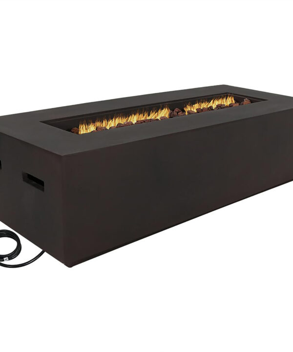 Sunnydaze Brown Propane Gas Fire Pit Coffee Table with Lava Rocks - 56-Inch