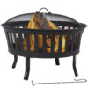 Sunnydaze 25-Inch Steel Mesh Stripe Cutout Fire Pit with Spark Screen and Poker Sunnydaze 25-Inch Steel Mesh Stripe Cutout Fire Pit with Spark Screen and Poker