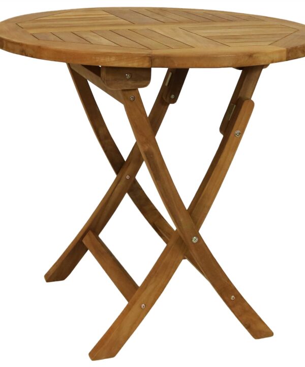 Sunnydaze Folding Round Teak Outdoor Patio Table - 32-Inch