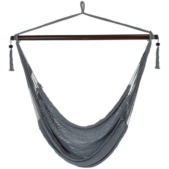 Sunnydaze Hanging Caribbean XL Hammock Chair - Gray
