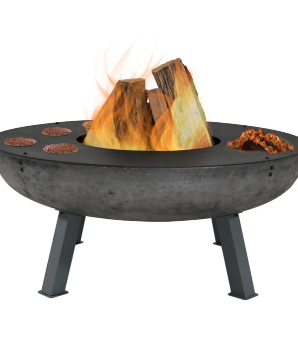 Sunnydaze Fire Pit Cast Iron Wood-Burning Fire Bowl with Cooking Ledge - 40-Inch