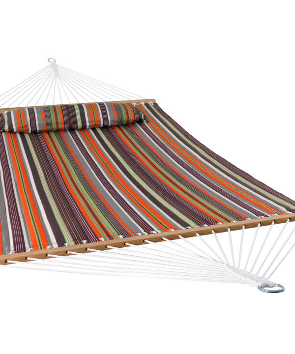 Sunnydaze 2 Person Quilted Fabric Spreader Bar Hammock & Pillow - Canyon Sunset