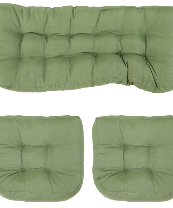 Sunnydaze Tufted Olefin 3-Piece Indoor/Outdoor Settee Cushion Set - Green