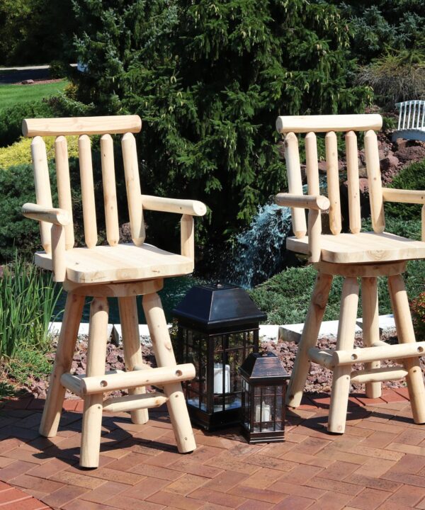 Sunnydaze Rustic Bar Stool, Log Cabin Style Unfinished Wood Construction, 4-Foot, Set of 2 Sunnydaze Rustic Bar Stool, Log Cabin Style Unfinished Wood Construction, 4-Foot, Set of 2