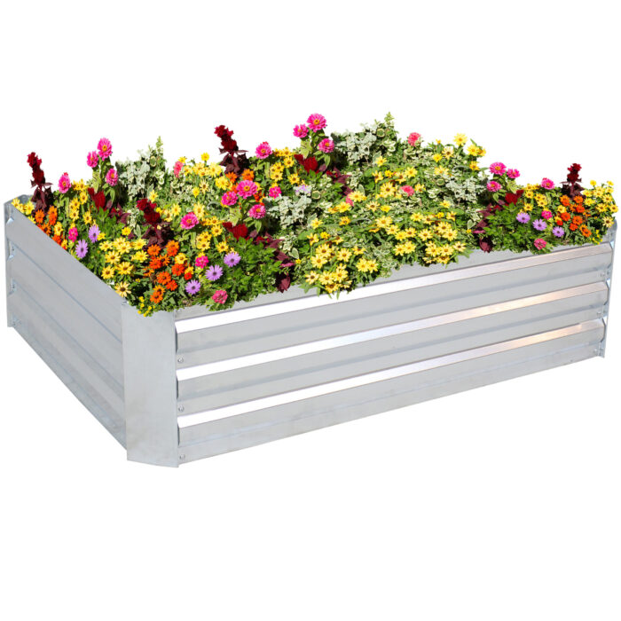 Sunnydaze Galvanized Steel Raised Garden Bed - 47-Inch Rectangle