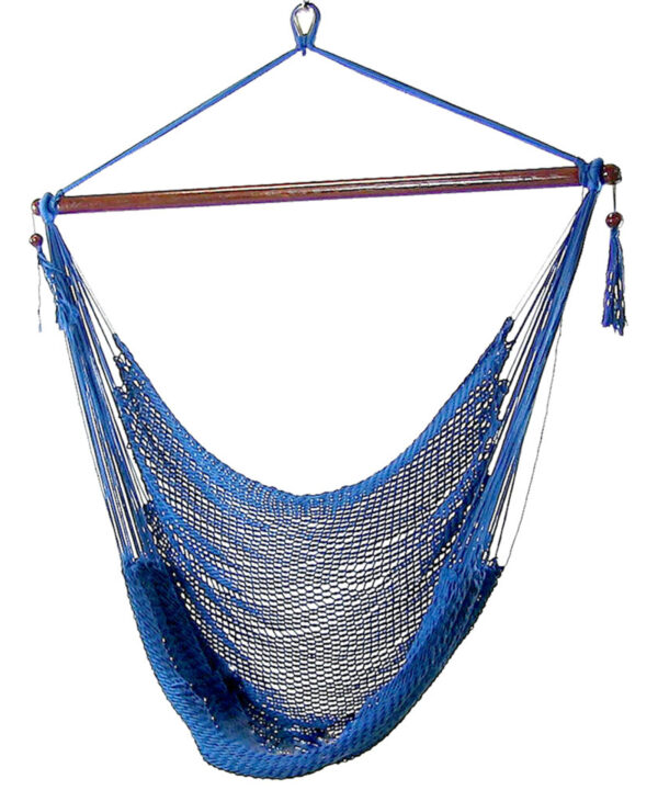 Sunnydaze Caribbean Extra Large Hammock Chair, Soft-Spun Polyester Rope, 40 Inch Wide Seat, Blue