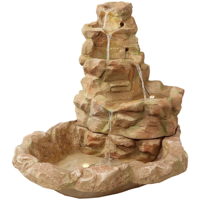 Sunnydaze Lighted Stone Springs Water Fountain with LED - 42-Inch