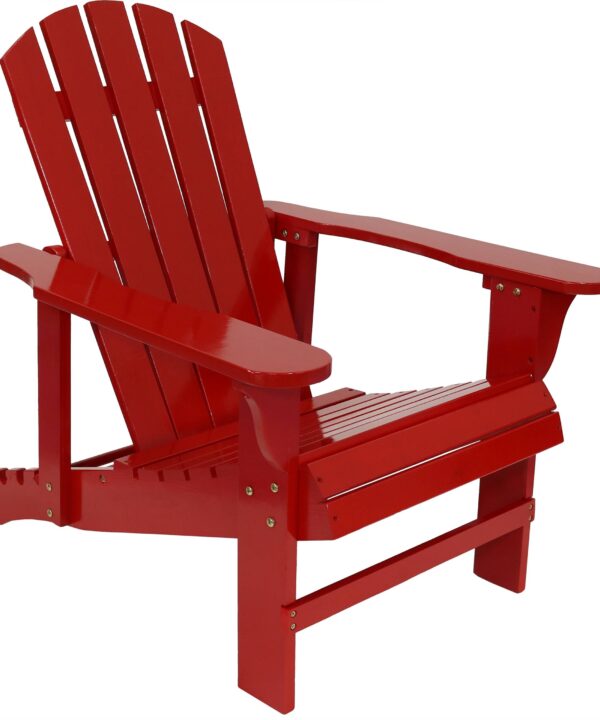 Sunnydaze Wooden Outdoor Adirondack Chair with Adjustable Backrest, 250-Pound Weight Capacity, Red, One