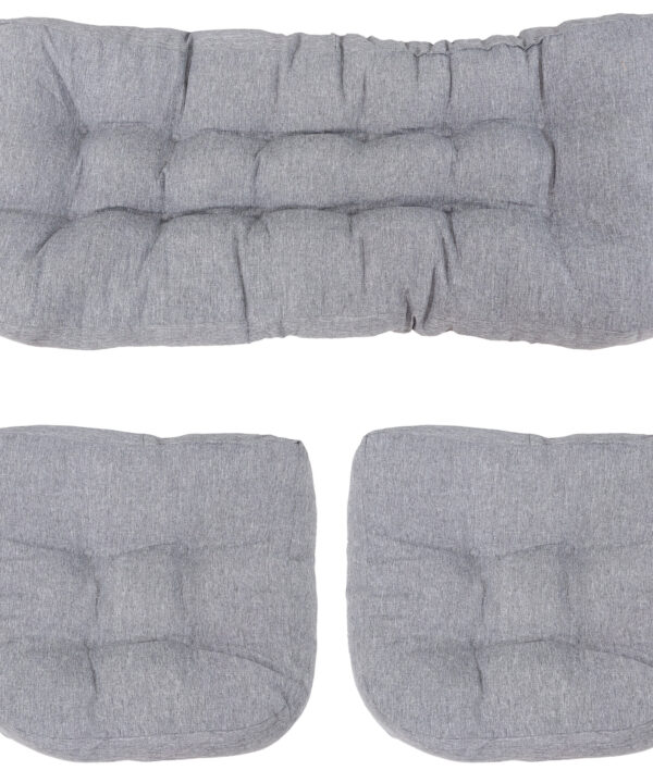 Sunnydaze Tufted Olefin 3-Piece Indoor/Outdoor Settee Cushion Set - Gray