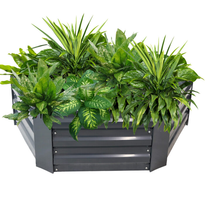 Sunnydaze Galvanized Steel Raised Bed - 40-Inch Hexagon - Dark Gray