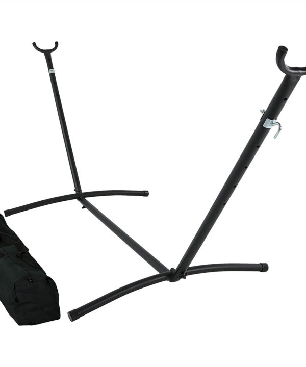 Sunnydaze 2 Person Space Saving Brazilian Hammock Stand, Portable with Carrying Case, 400 Pound Capacity, Black Sunnydaze 2 Person Space Saving Brazilian Hammock Stand, Portable with Carrying Case, 400 Pound Capacity, Black